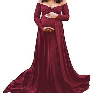 Red maternity photoshoot dress